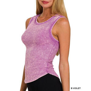 Washed Ribbed Tank Top with Exposed Seam Zenana